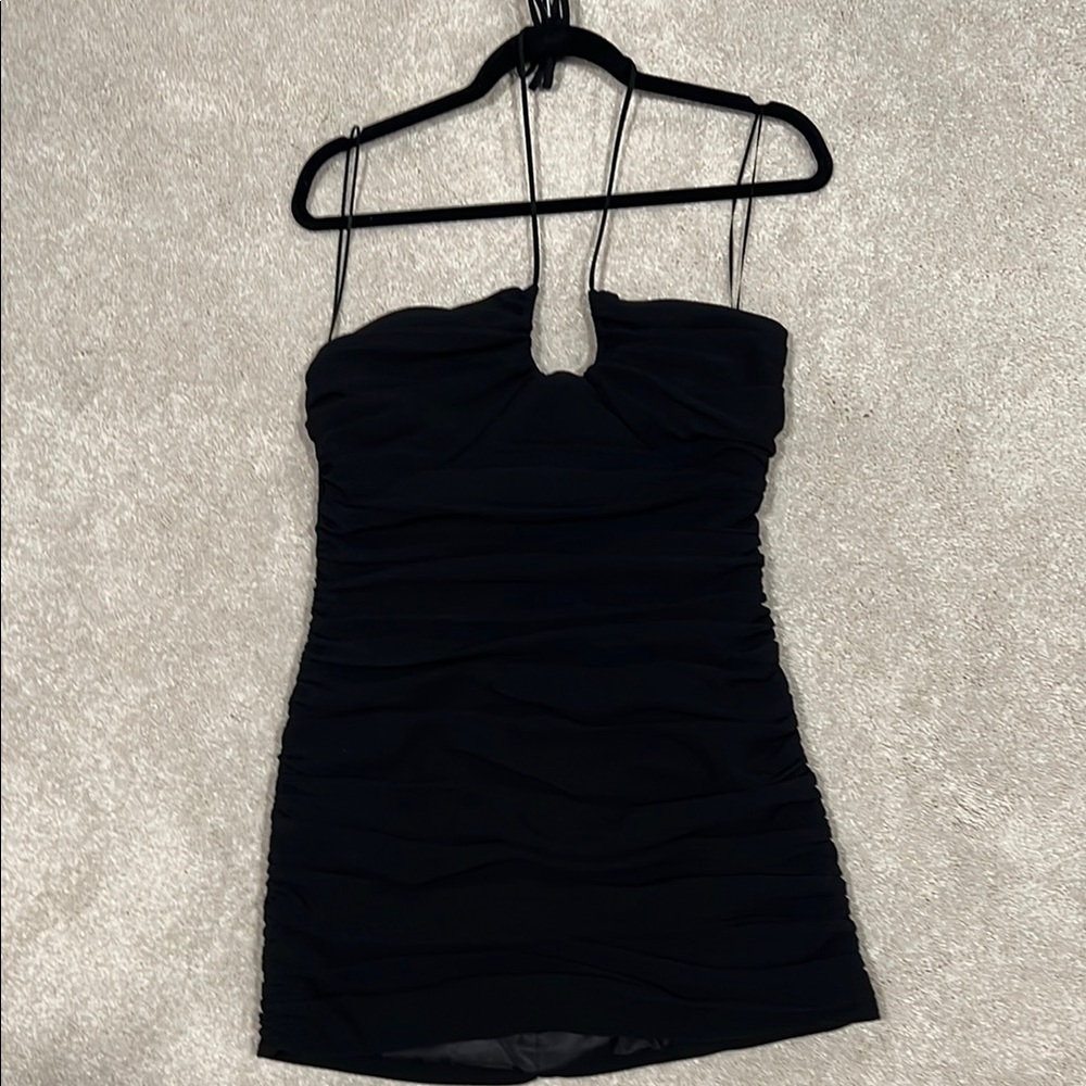 Elegant Black Ruched Dress